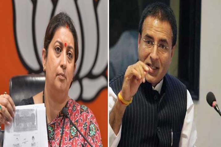 smriti irani and randeep surjewala smriti irani and randeep surjewala- India TV