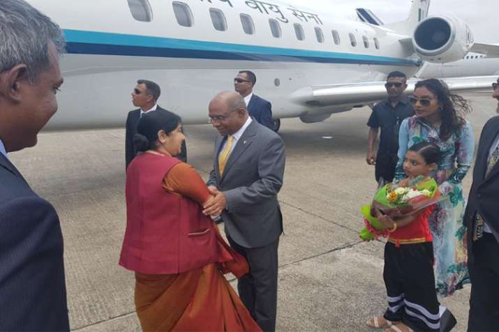External affaires minister Sushms Swaraj inMaldives External affaires minister Sushms Swaraj inMaldives- India TV