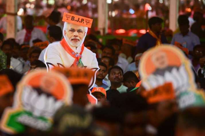 BJP supporters during an election rally BJP supporters during an election rally- India TV
