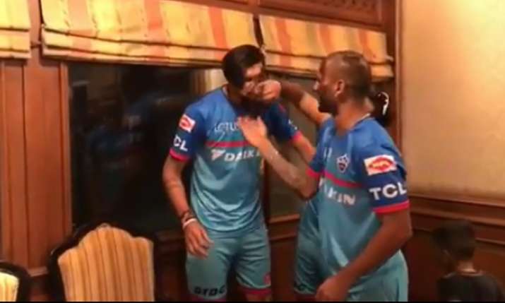 Rishabh Pant Prithvi Shaw Shikhar Dhawan And Ishant Sharma Celebrate Delhi capital win in dressing r Rishabh Pant Prithvi Shaw Shikhar Dhawan And Ishant Sharma Celebrate Delhi capital win in dressing r- India TV