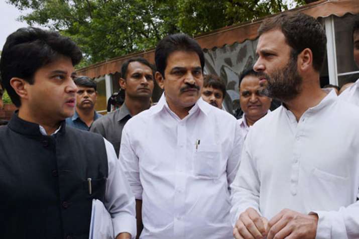 Jyotiraditya Scindia, K.C. Venugopal and Rahul Gandhi | PTI File Jyotiraditya Scindia, K.C. Venugopal and Rahul Gandhi | PTI File- India TV