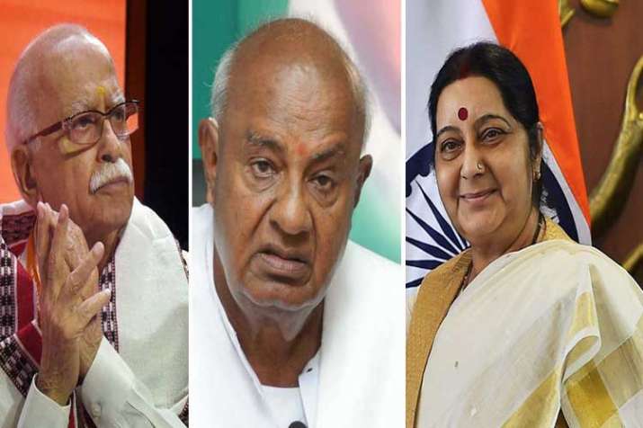 Advani, Devegowda and Sushma swaraj Advani, Devegowda and Sushma swaraj- India TV