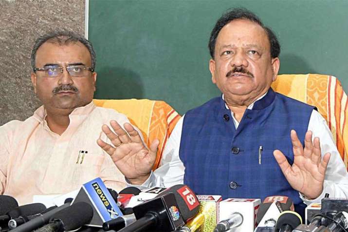 Bihar Health Minister Mangal Pandey with Union Health Minister Harsh Vardhan | ANI File Bihar Health Minister Mangal Pandey with Union Health Minister Harsh Vardhan | ANI File- India TV