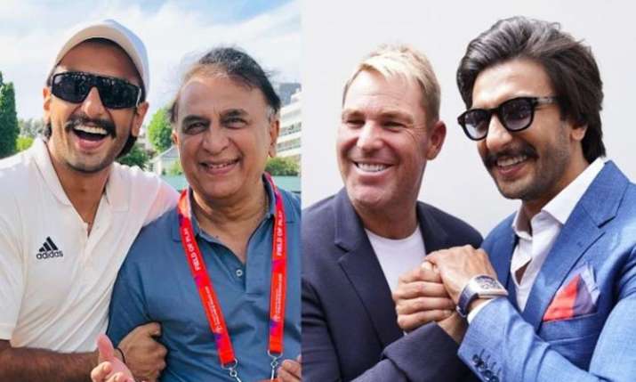 Ranveer Singh met Shane Warne and Sunil Gavaskar in london Ranveer Singh met Shane Warne and Sunil Gavaskar in london- India TV