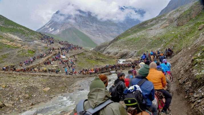 Amarnath Yatra suspended due heavy rain prediction Amarnath Yatra suspended due heavy rain prediction- India TV