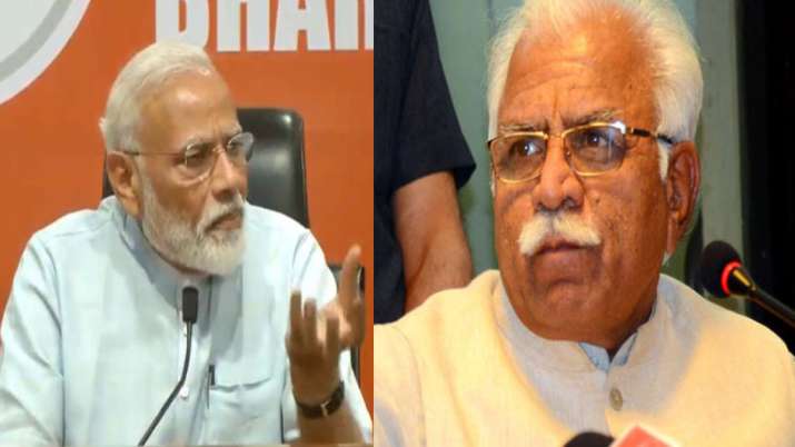 Narendra Modi and Manohar Lal Khattar Narendra Modi and Manohar Lal Khattar- India TV