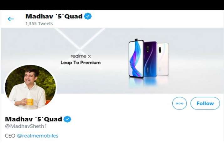 Does Realme CEO's name change on Twitter hint at a new device? Does Realme CEO's name change on Twitter hint at a new device?- India TV Paisa