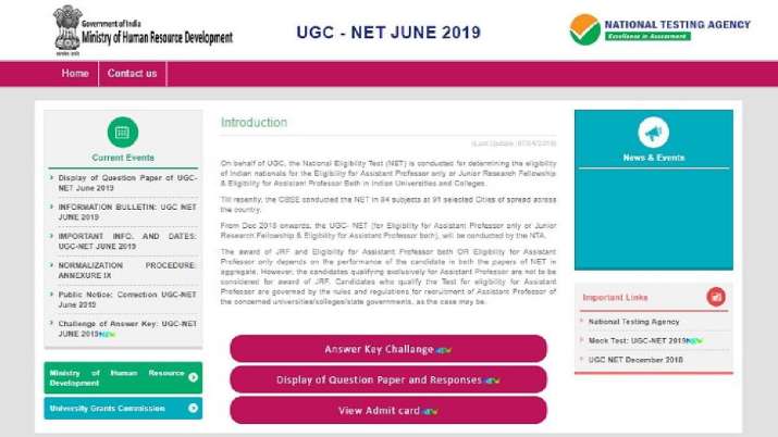 NTA UGC NET December 2019 NTA UGC NET December 2019- India TV