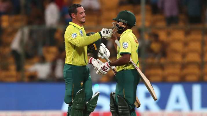 IND vs SA 3rd T20I: दक्षिण अफ्रीका ने बड़ी जीत से बराबर करायी सीरीज, क्विंटन डिकॉक ने खेली धमाकेदार IND vs SA 3rd T20I: दक्षिण अफ्रीका ने बड़ी जीत से बराबर करायी सीरीज, क्विंटन डिकॉक ने खेली धमाकेदार - India TV
