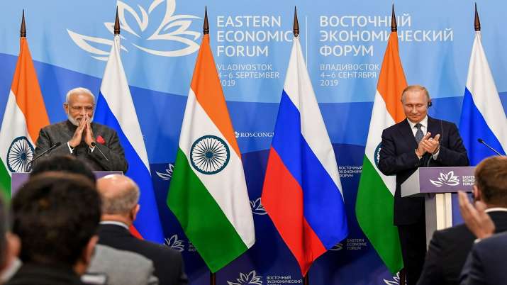 Prime Minister Narendra Modi with President of Russian Federation Vladimir Putin during the joint pr Prime Minister Narendra Modi with President of Russian Federation Vladimir Putin during the joint pr- India TV