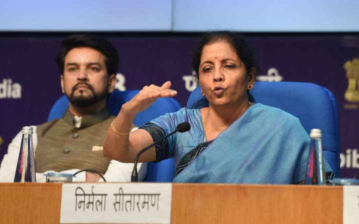 Finance Minister Nirmala Sitharaman speaks during a... Finance Minister Nirmala Sitharaman speaks during a...- India TV