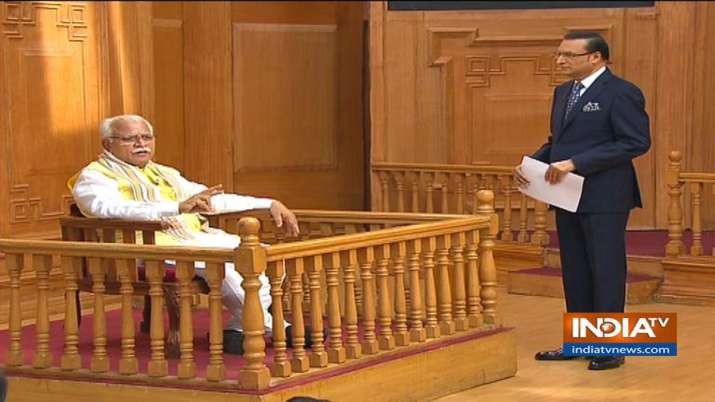 Manohar Lal Khattar in Aap Ki Adalat Manohar Lal Khattar in Aap Ki Adalat- India TV