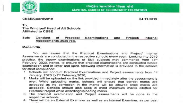 cbse released 10th 12th practical exam 2020 schedule cbse released 10th 12th practical exam 2020 schedule- India TV