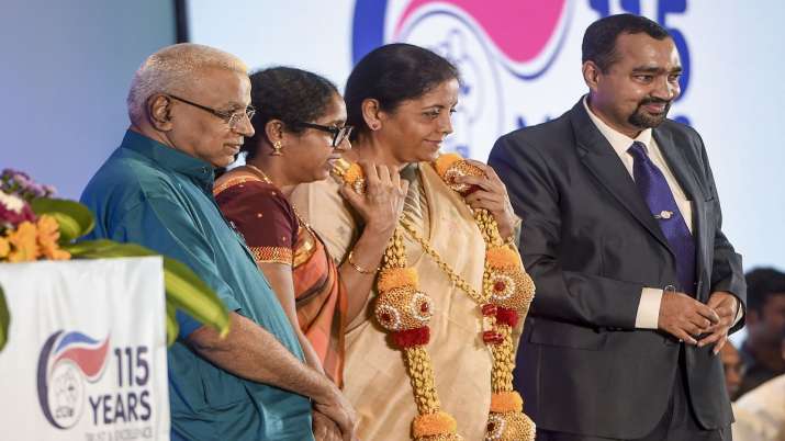 Finance Minister Nirmala Sitharaman being felicitatedi at the 116th Foundation Day celebrations of Finance Minister Nirmala Sitharaman being felicitatedi at the 116th Foundation Day celebrations of - India TV Paisa