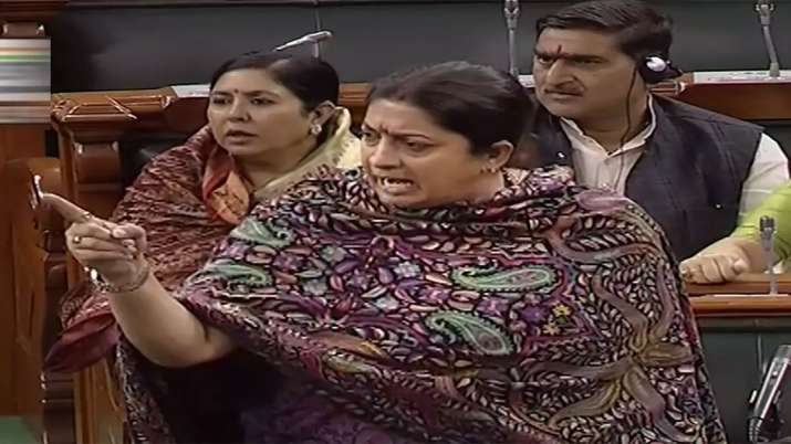 Smriti Irani targets Rahul Gandhi in Lok Sabha for his Rape in India Statement Smriti Irani targets Rahul Gandhi in Lok Sabha for his Rape in India Statement- India TV