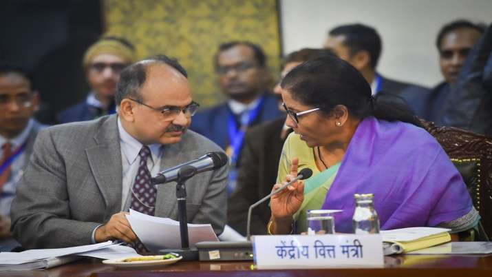 Union Finance Minister Nirmala Sitharaman and Revenue Secretary Ajay Bhushan at the 38th GST Council Union Finance Minister Nirmala Sitharaman and Revenue Secretary Ajay Bhushan at the 38th GST Council- India TV Paisa