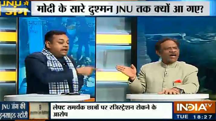 Taslim Rahmani and Sambit Patra in LIVE show Taslim Rahmani and Sambit Patra in LIVE show- India TV