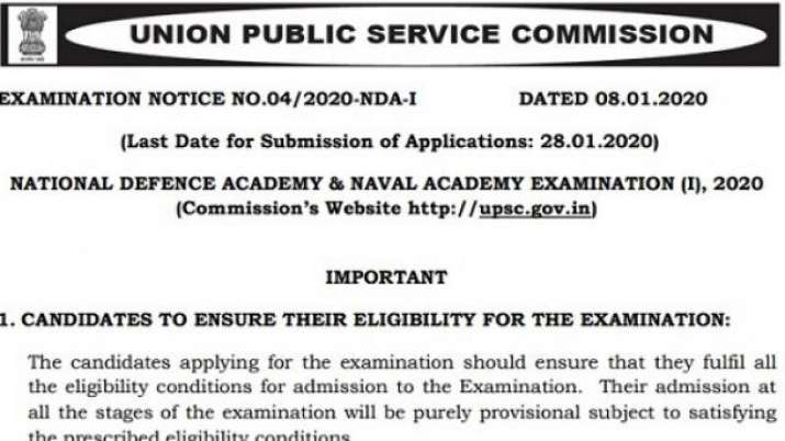 UPSC NDA Notification 2020 released UPSC NDA Notification 2020 released- India TV